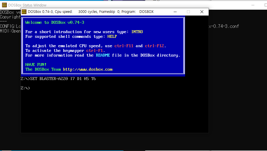 도스박스 실행화면