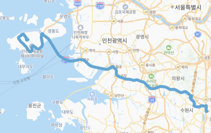 수원-용인-인천-8877번-버스-노선-지도