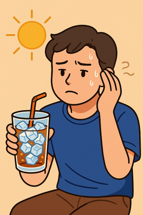 폭염에 얼음 음료를 고민하는 사람