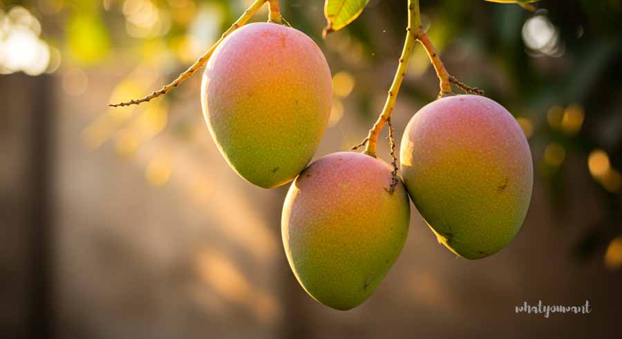 망고 나무에 열린 망고 모습