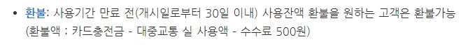 기후동행카드 환불 규정 안내.
