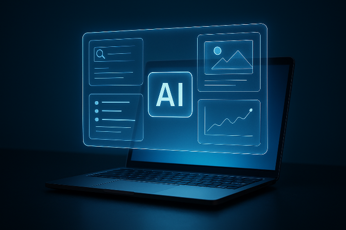 윈도우 AI 기능이 시각적으로 표현된 PC 화면 이미지