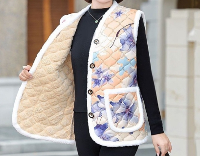 겨울 꽃무늬 누빔 조끼