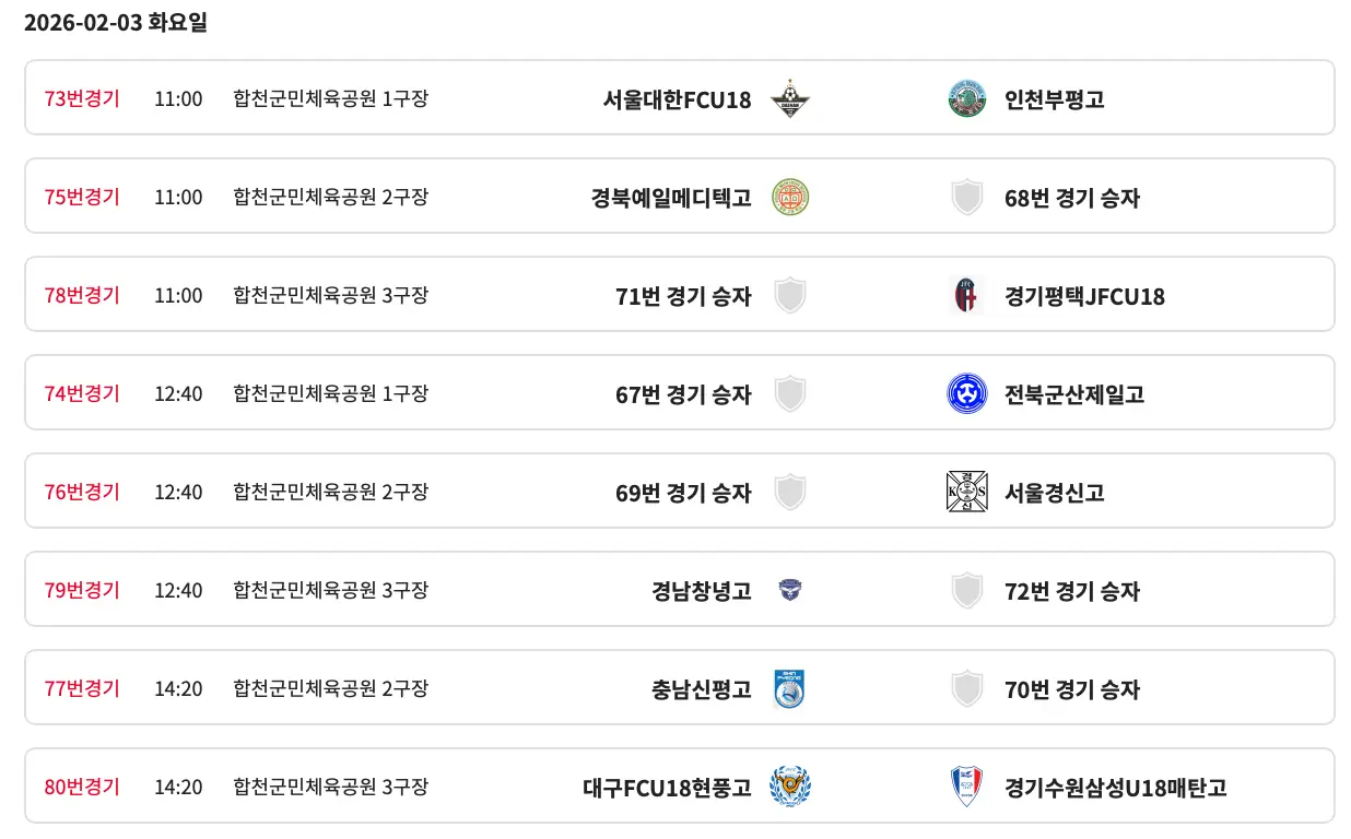 2026 춘계 전국 고등 축구대회 본선 대진표 경기 일정