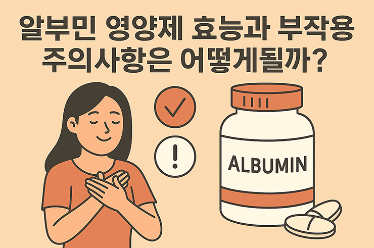 여자가 알부민을 상상하며 안심하는 모습이 그려져 있습니다.