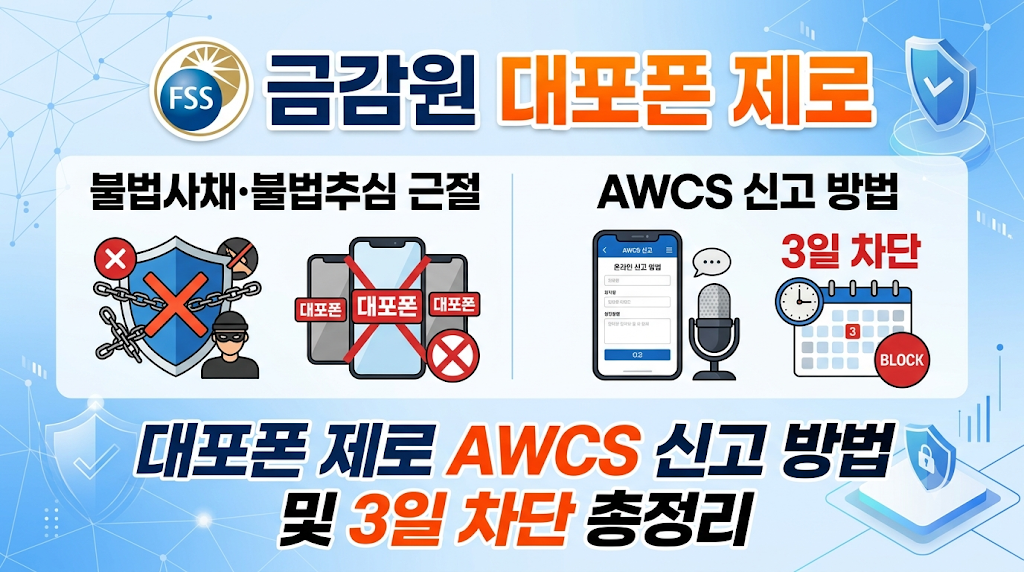 금감원 대포폰 제로: 불법사채 불법추심 대포폰 제로 AWCS 신고 방법 및 3일 차단 총정리
