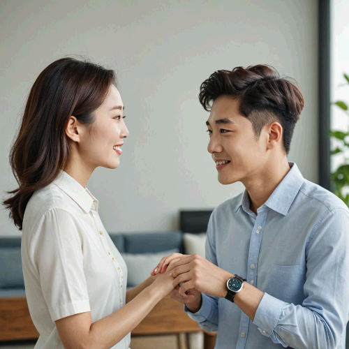 커플시계를 착용한 부부