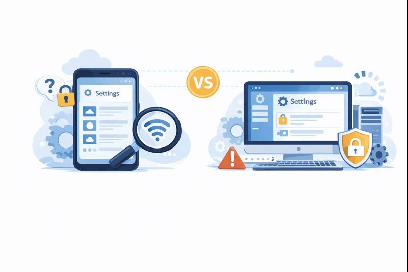 모바일과 PC 설정 차이 정리