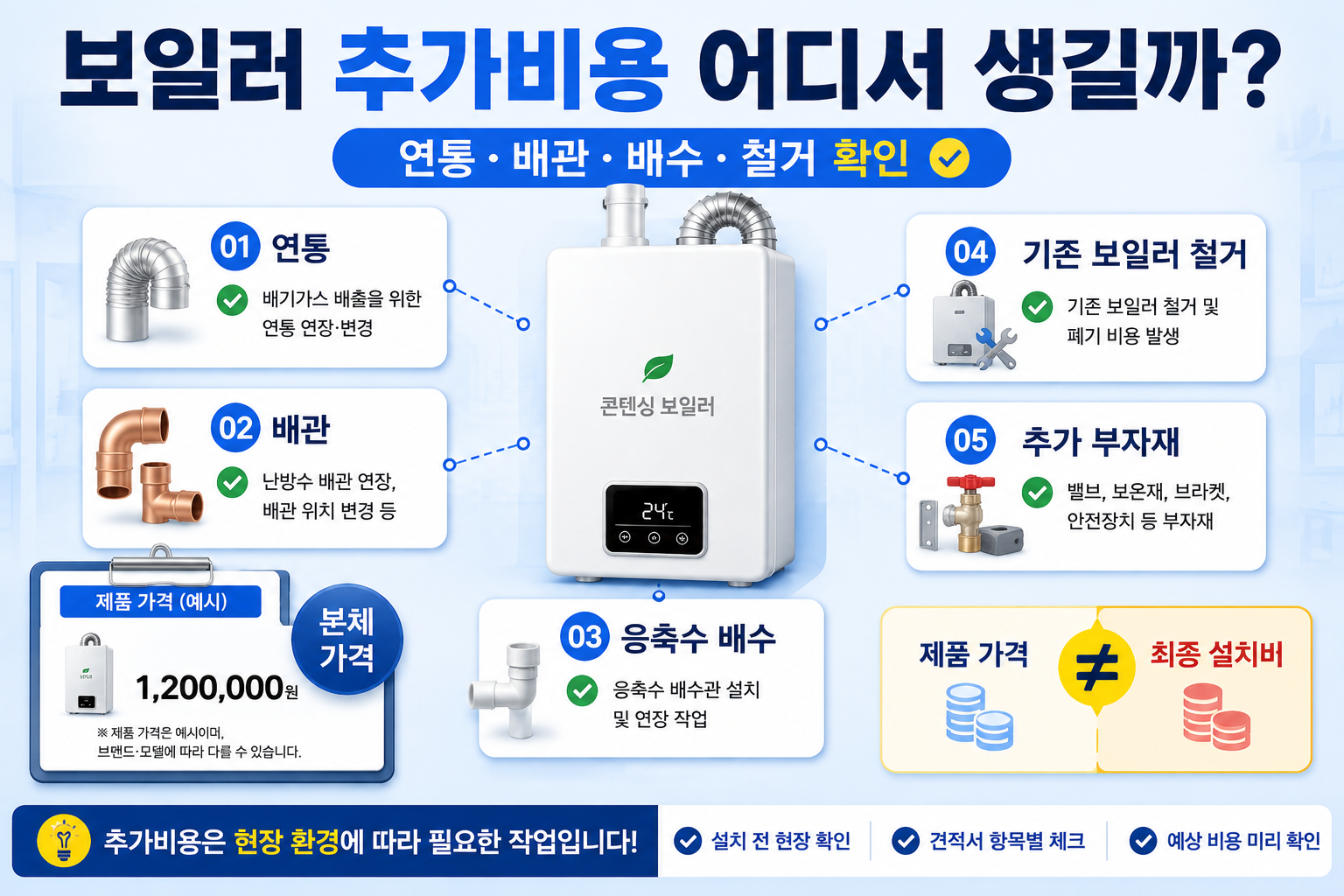 보일러 교체 설치비 추가비용 발생 항목