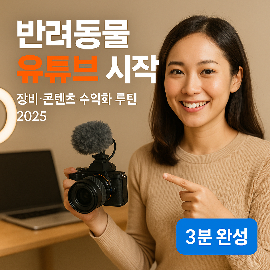 반려동물 유튜브 시작 | 초보자 장비·콘텐츠·수익화 루틴 2025 Edition