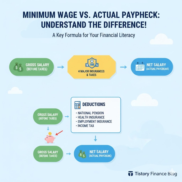 ▲ 최저시급과 실제 통장에 찍히는 월급의 차이를 이해하는 것이 중요합니다.