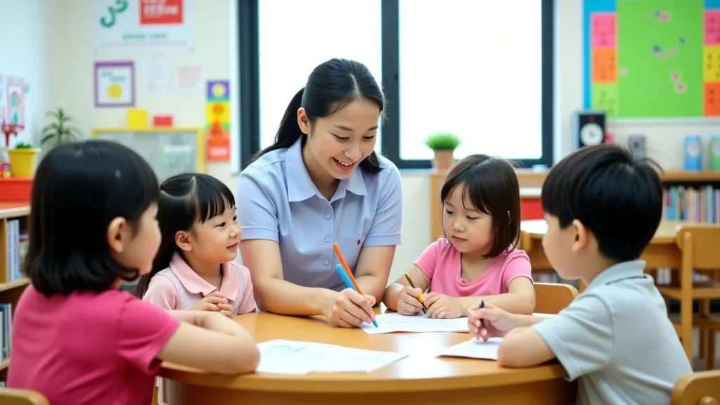 교실에서 공부하는 아이들