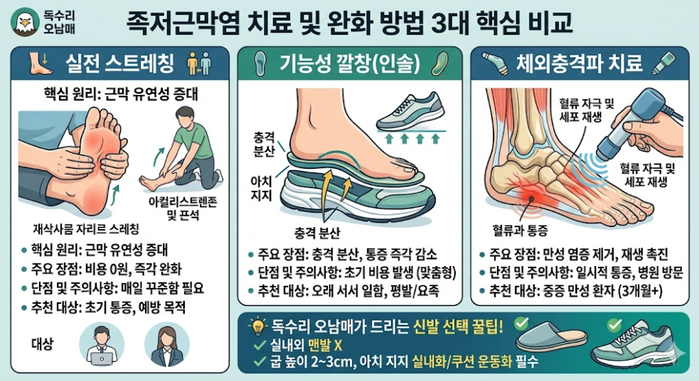 족저근막염 치료 및 완화 방법 3대 핵심 비교