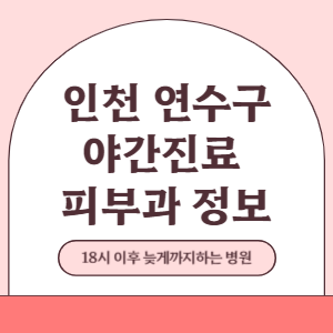 인천 연수구 야간진료 피부과 병원 (18시 이후 늦게까지하는 병원)