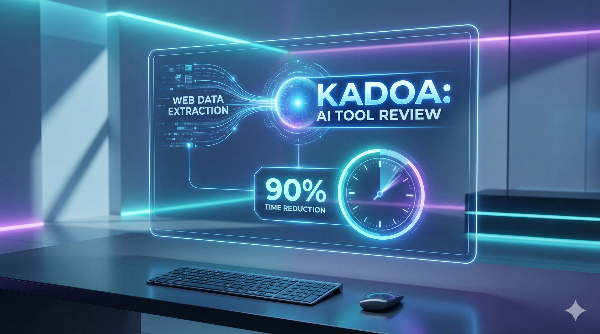 Kadoa AI 웹 스크래퍼를 활용한 자동화 데이터 수집 및 비즈니스 분석 대시보드 컨셉 아트