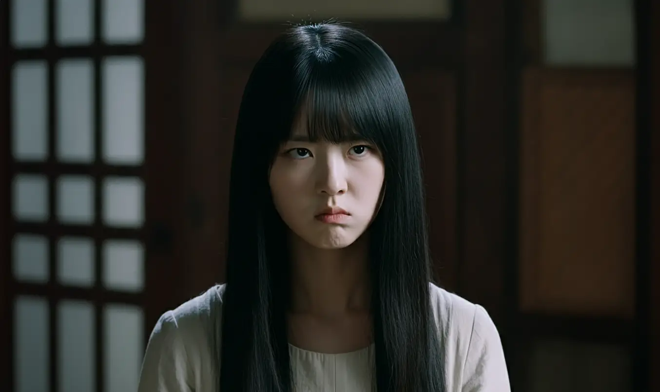 못마땅한 표정의 여성