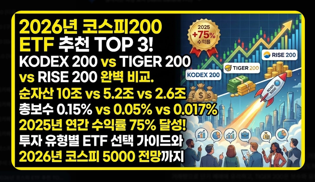 코스피200 ETF 추천 TOP 3 [2026년] KODEX vs TIGER vs RISE 완벽 비교