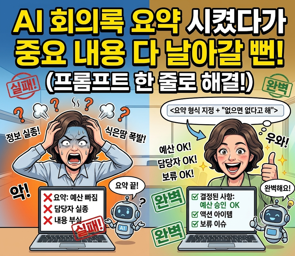 AI한테 회의록 요약 시켰다가 중요한 내용 다 날아갈 뻔했다 (프롬프트 한 줄로 해결)