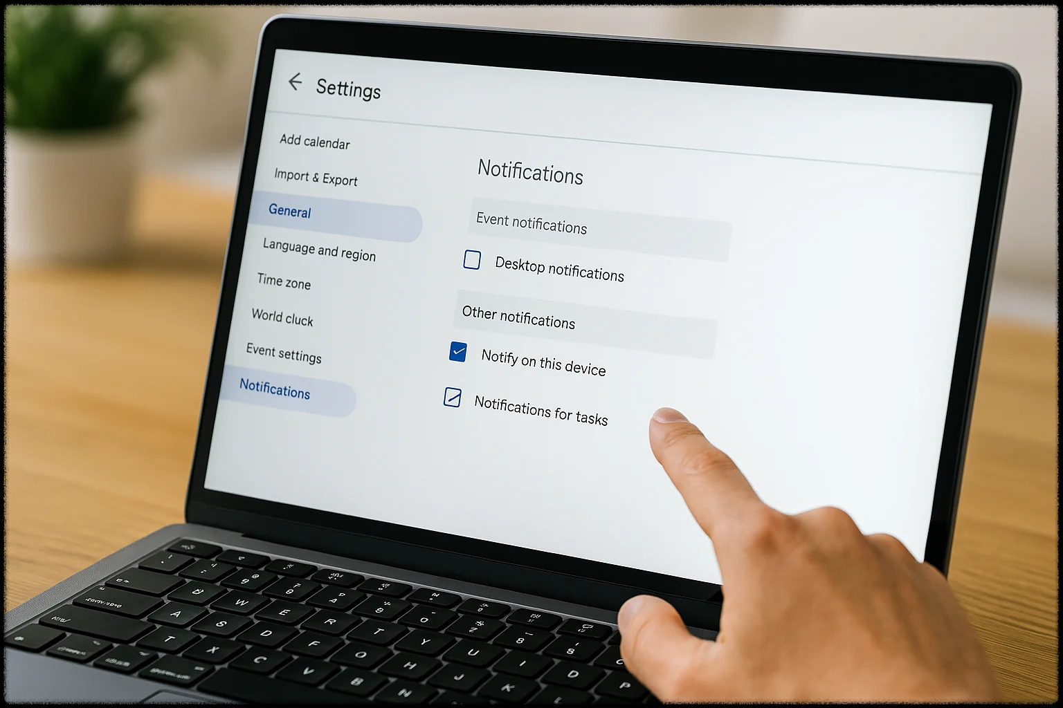 노트북에서 구글 캘린더 알림 설정하는 사용자