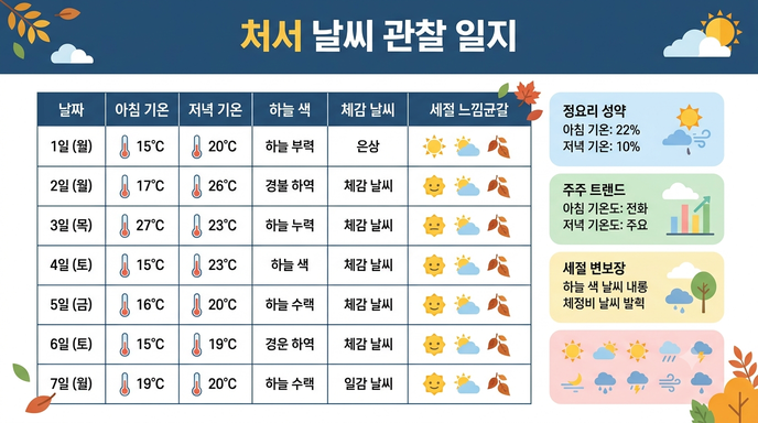 처서 날씨 관찰 일지 양식