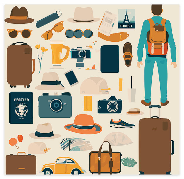 배낭여행 준비물들