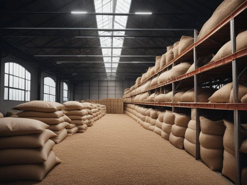 곡식이 가득하게 있는 창고 그림