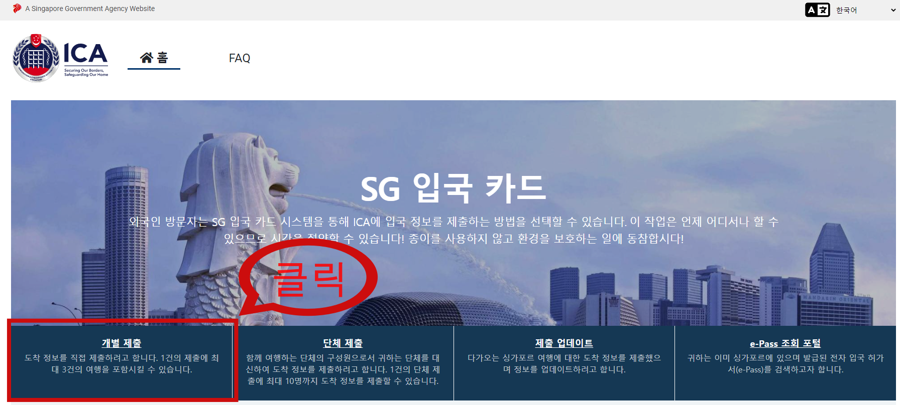 싱가포르 입국서류