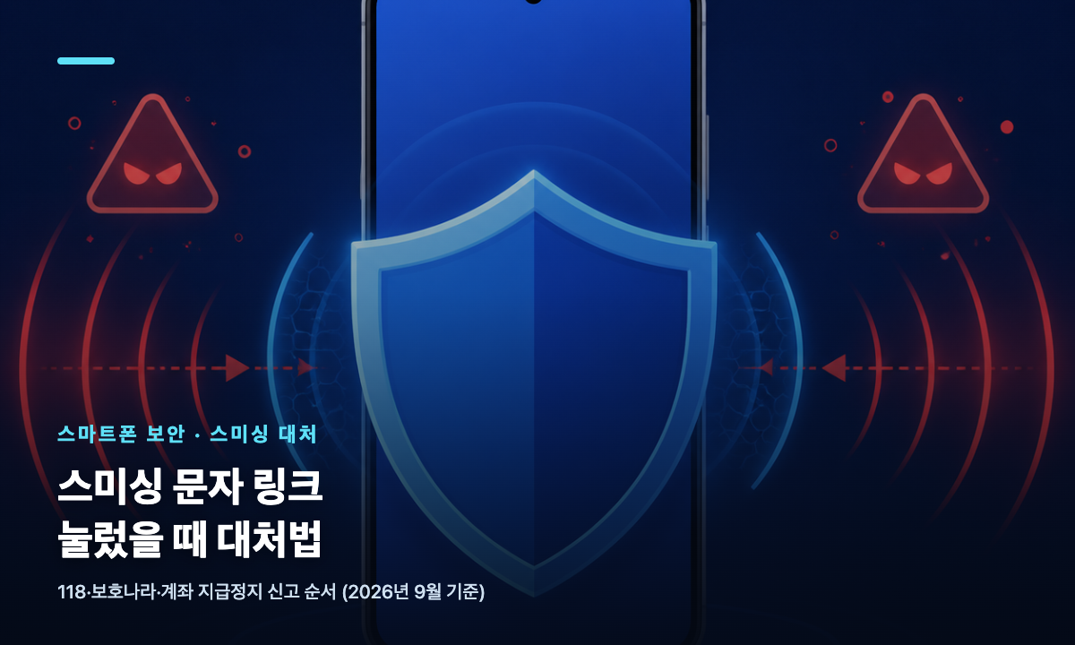 스미싱 문자 링크 대처법을 안내하는 스마트폰 보안 대표 이미지