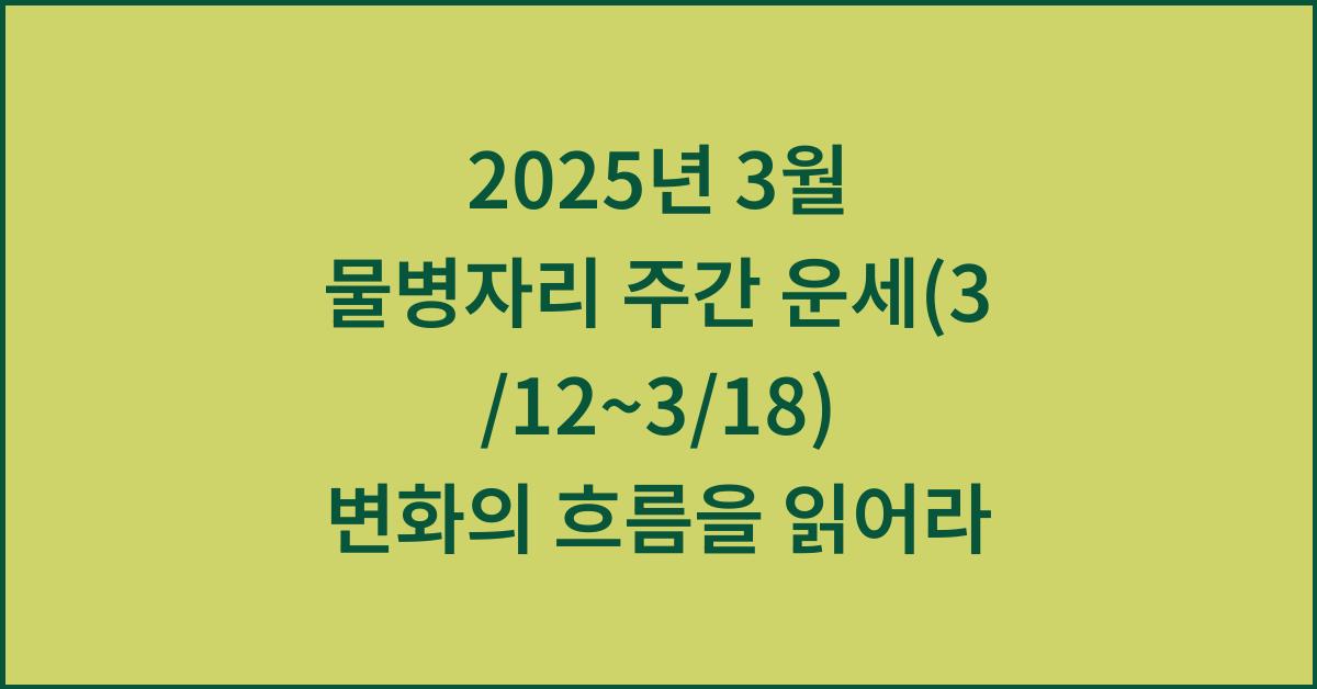 2025년 3월 물병자리 주간 운세(3/12~3/18)