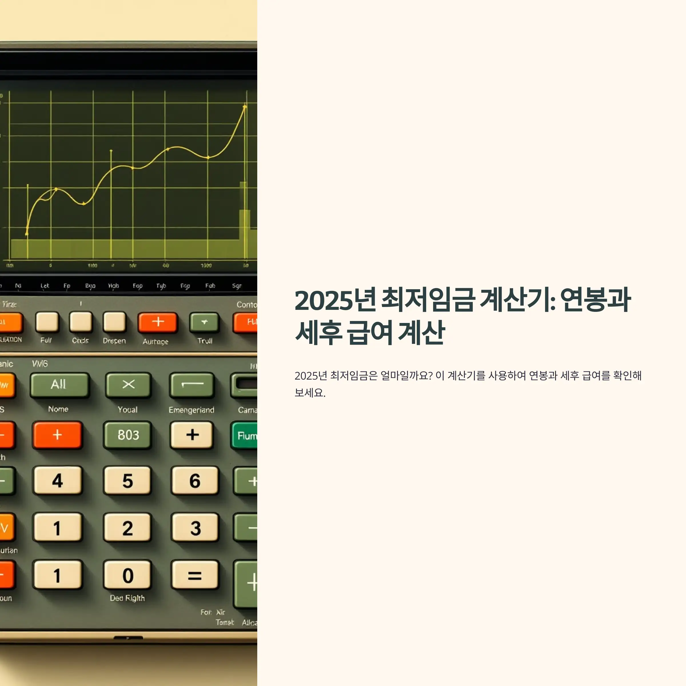 2025년 최저임금 계산기 : 연봉과 세후 급여 계산