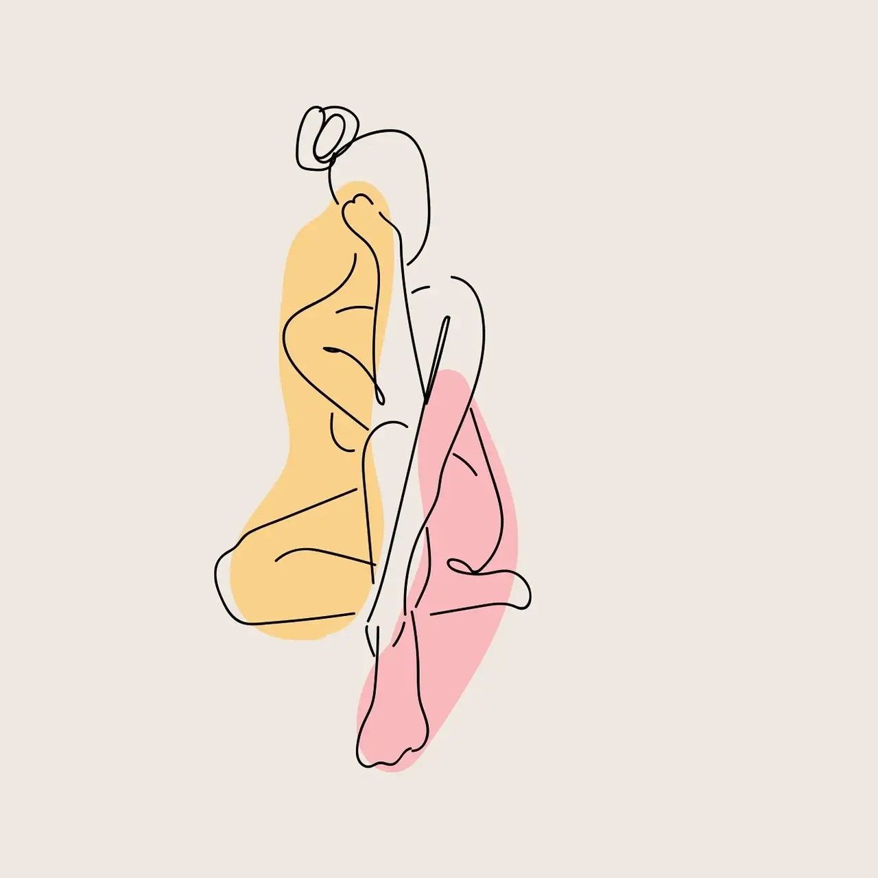 몸의 긴장을 풀고 스트레스를 회복하는 느낌의 미니멀 라인 드로잉