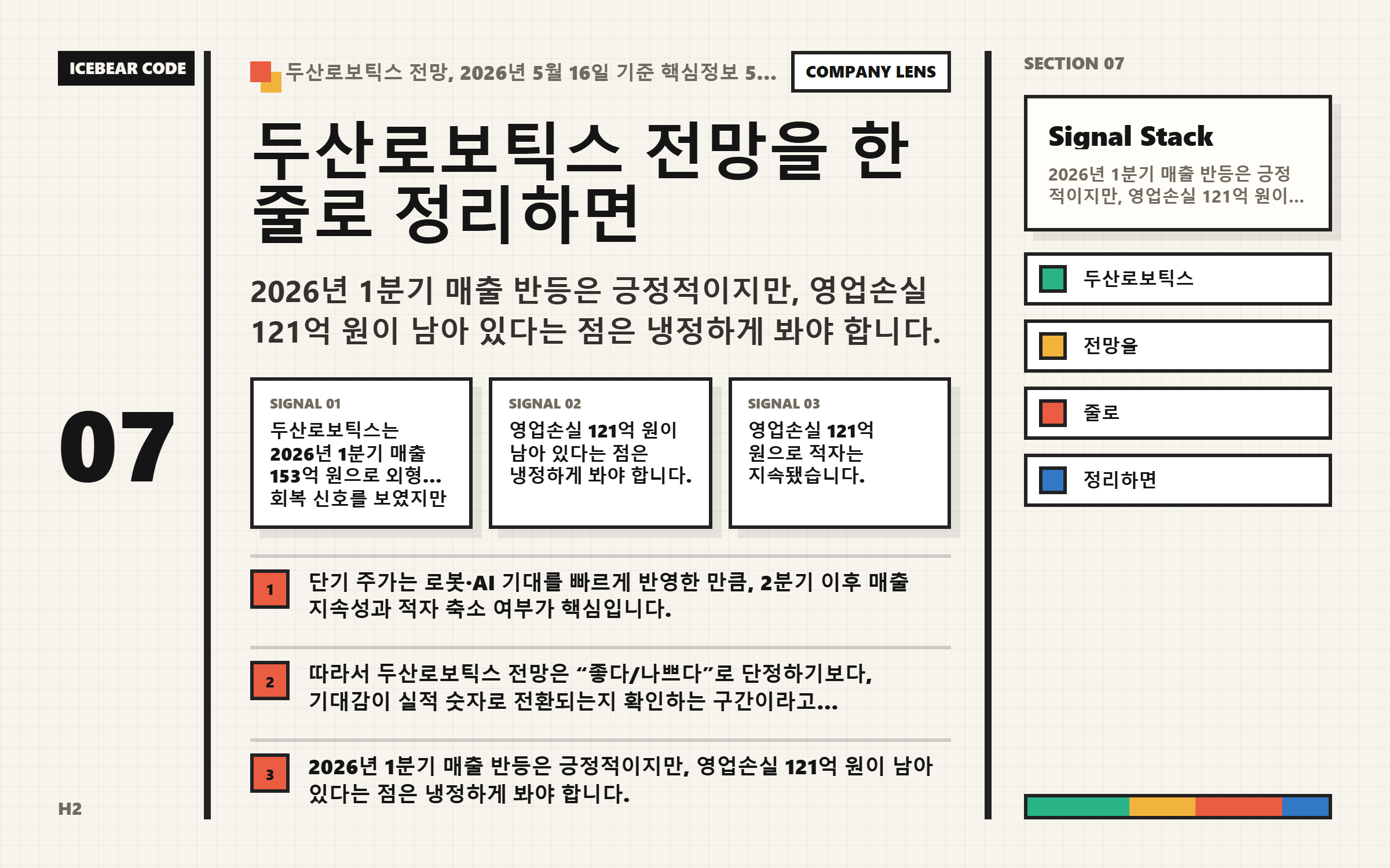 두산로보틱스 전망을 한 줄로 정리하면 핵심 지표 이미지