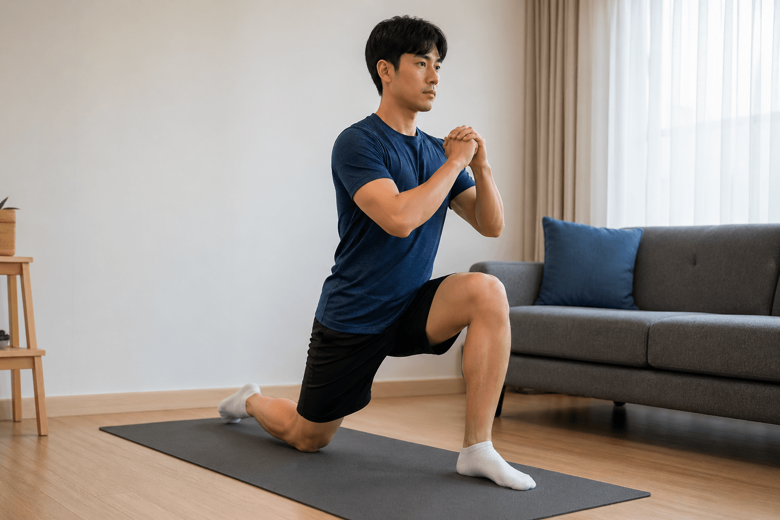 남자가 하체 운동 하는 사진