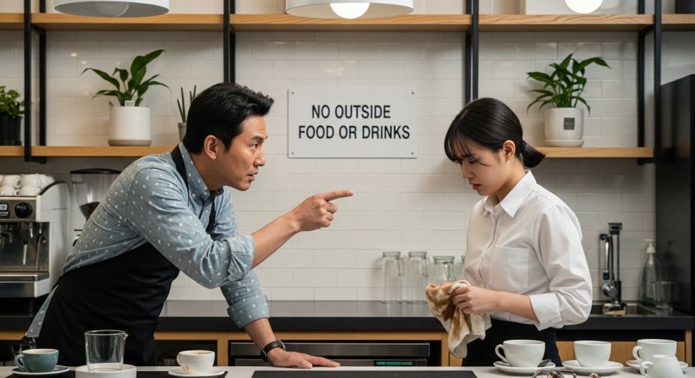 까페에서 갑질하는 사장 사진