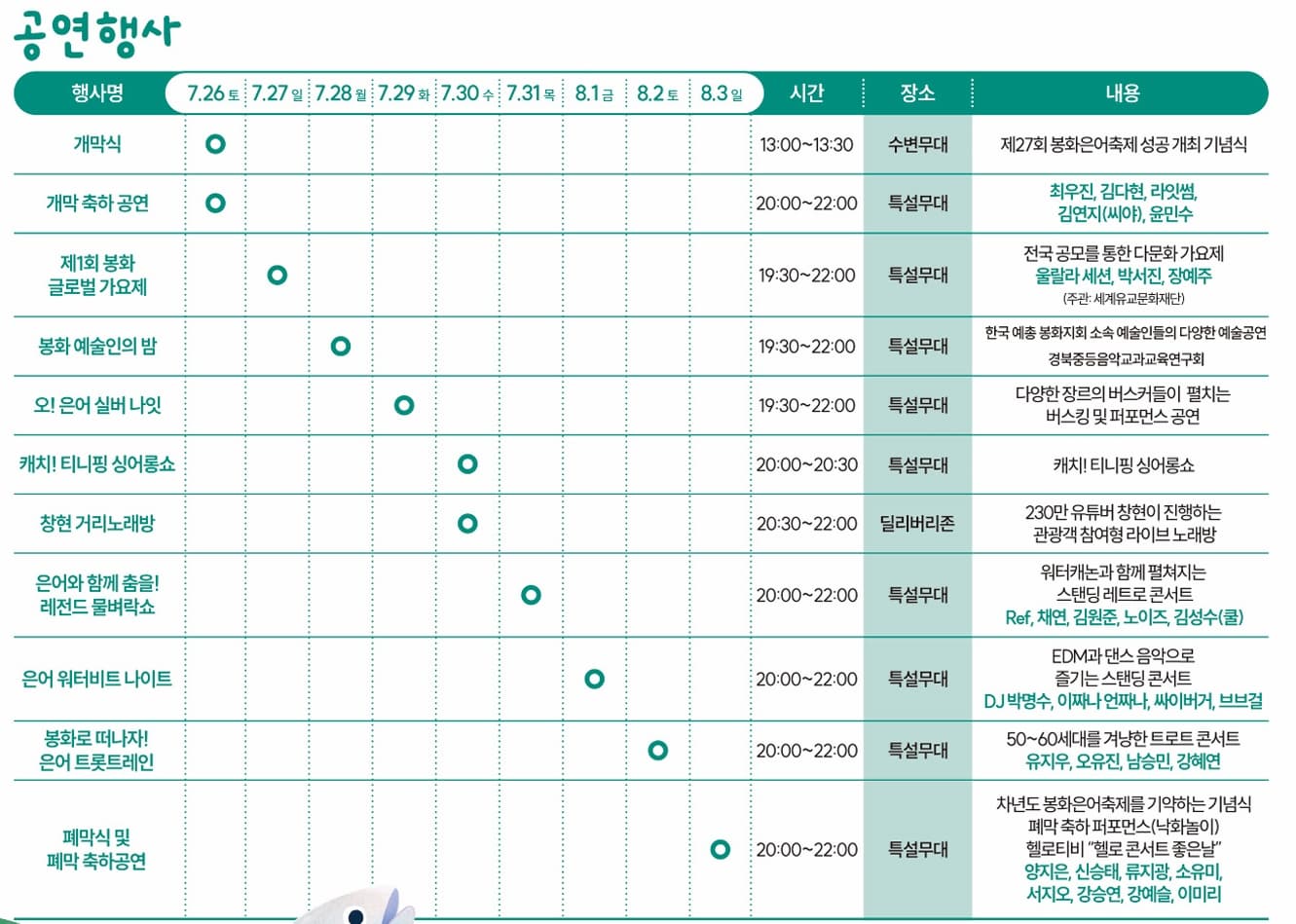 봉화은어축제 공연행사