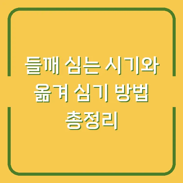 들깨 심는 시기와 옮겨 심기 방법 총정리
