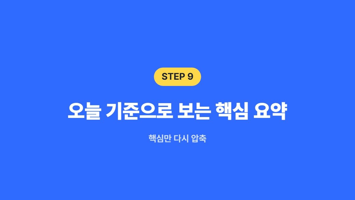 오늘 기준으로 보는 핵심 요약 — 핵심만 다시 압축