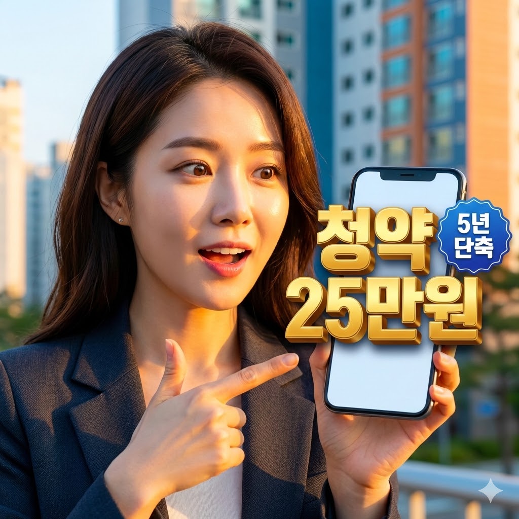 청약통장 월 납입금 25만원 상향으로 당첨 기간이 단축됨을 알고 놀라는 한국인 여성