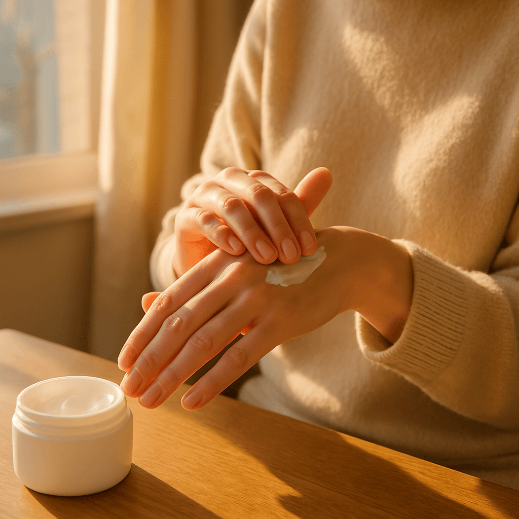 건조한-손에-보습크림을-바르는-여성