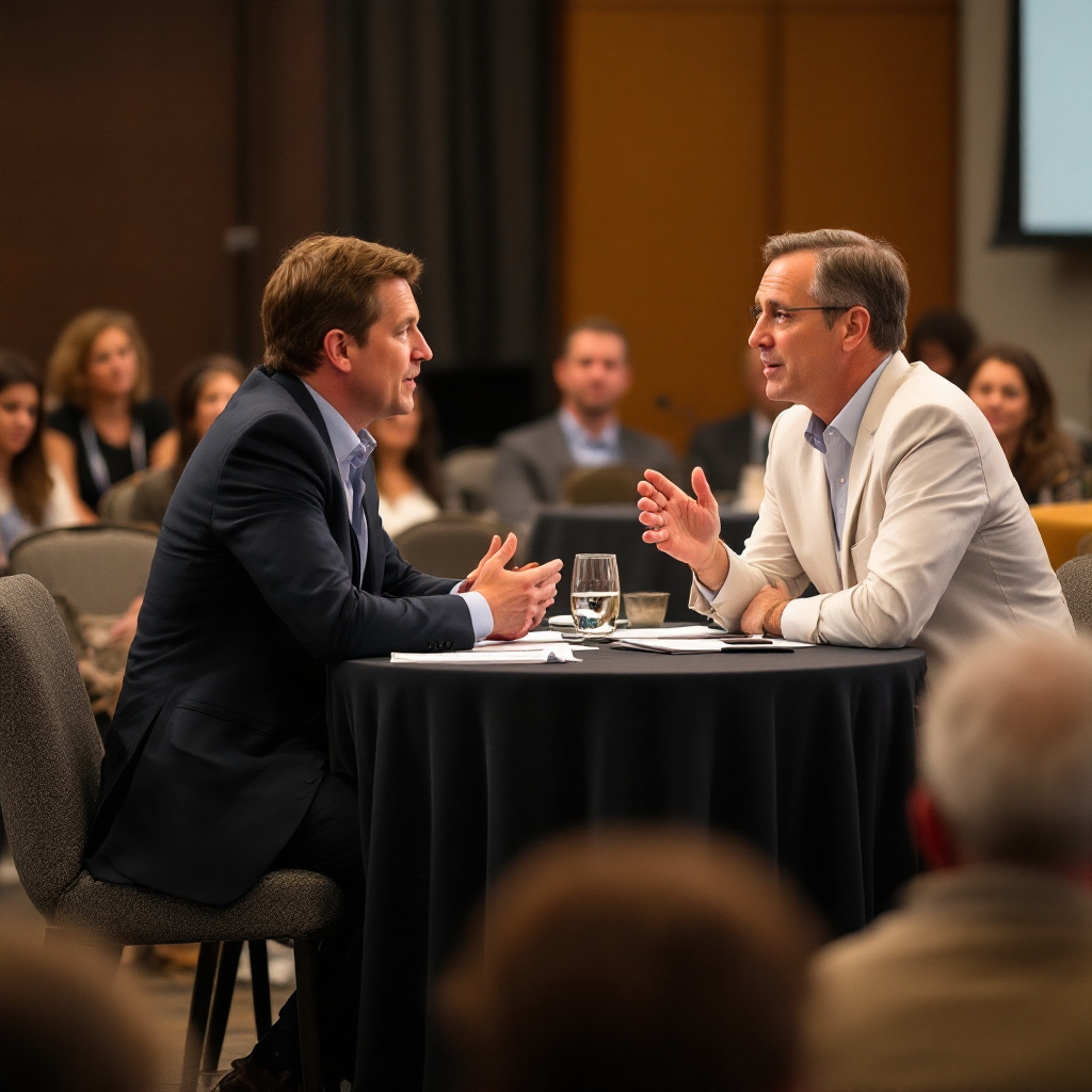 상법개정안 찬반 토론하는 두 사람