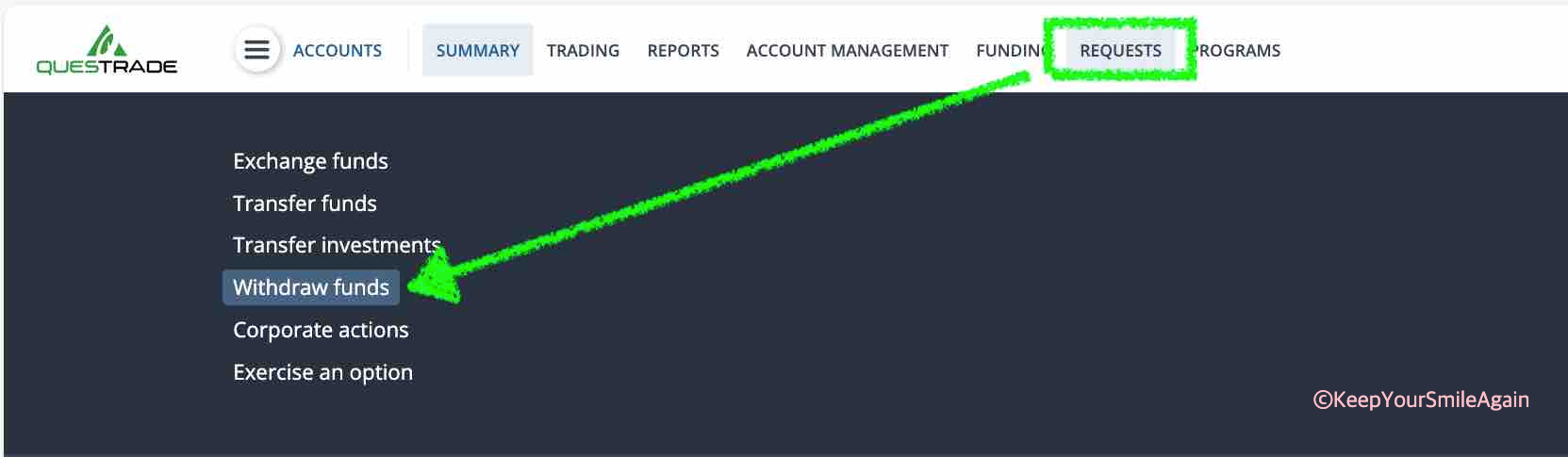 퀘스트레이드에서 무료 송금하기