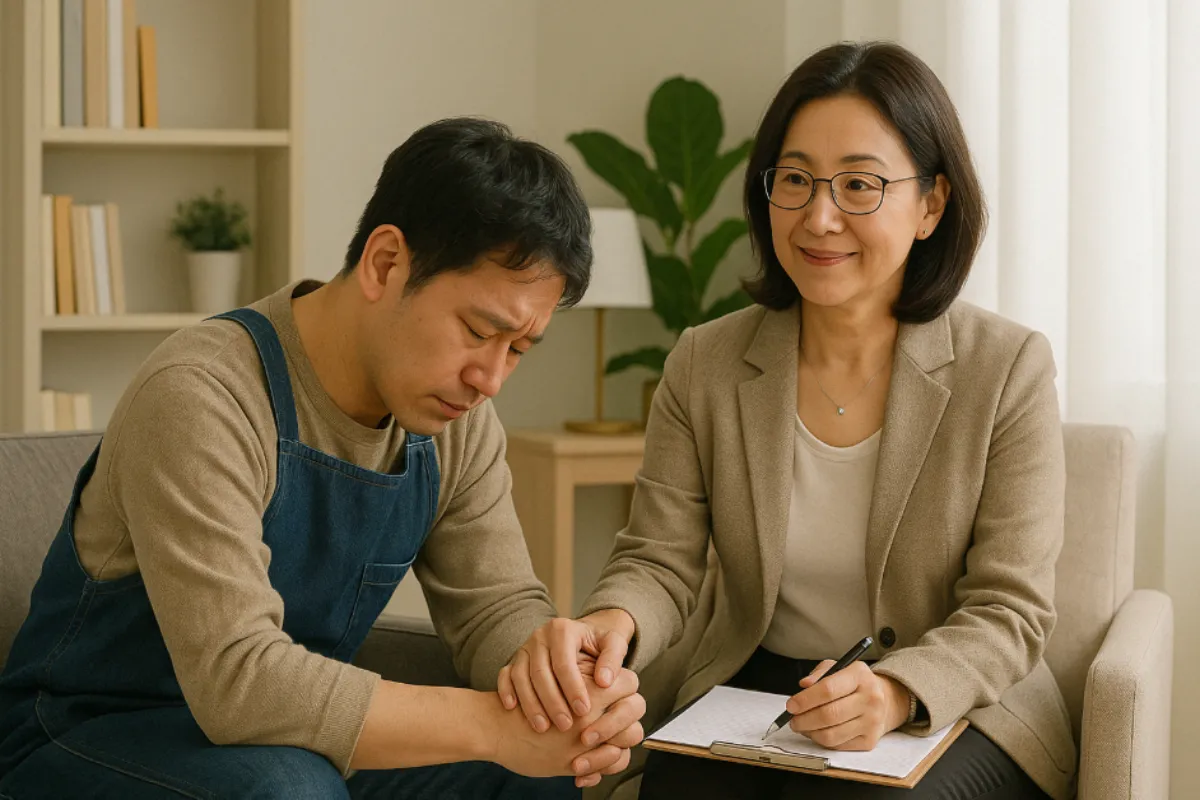 1:1 심리상담 받는 폐업소상공인 모습