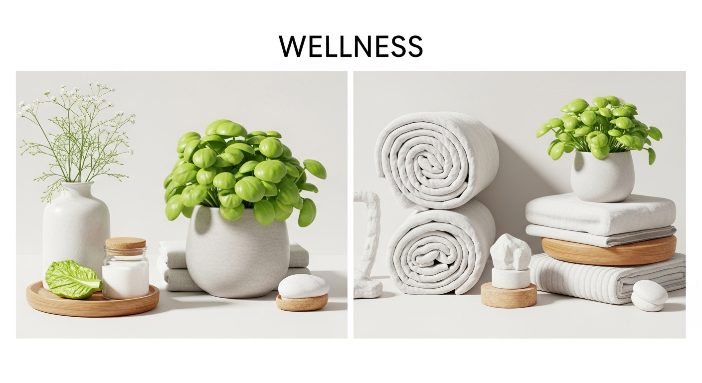 양배추와-화분-수건과-비누-수면에-좋은-물건들이-있습니다.