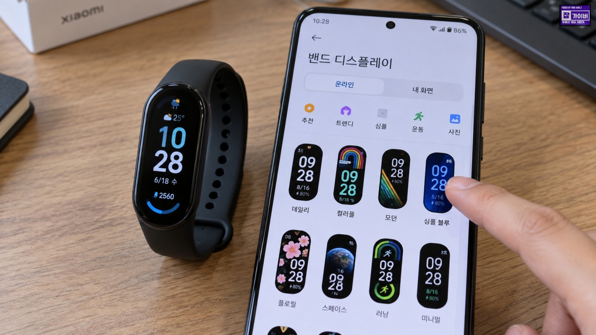 샤오미 미밴드11 Mi Fitness 워치페이스 다운로드 및 시계 화면 변경 예시