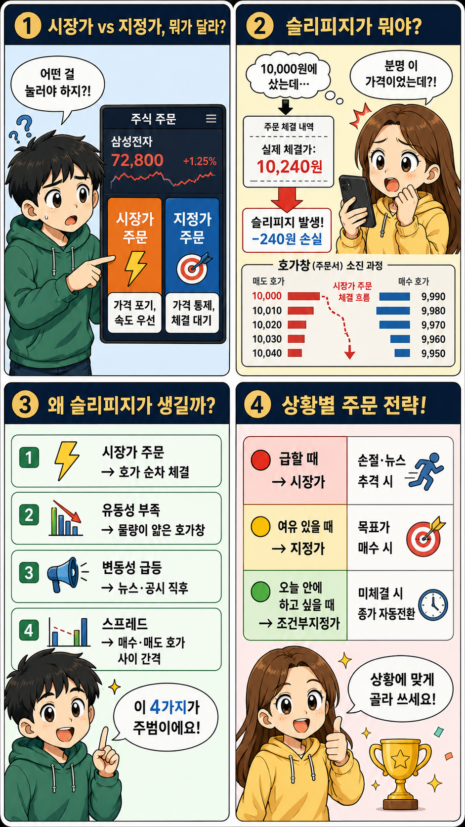 시장가 지정가 주문 슬리피지 비교