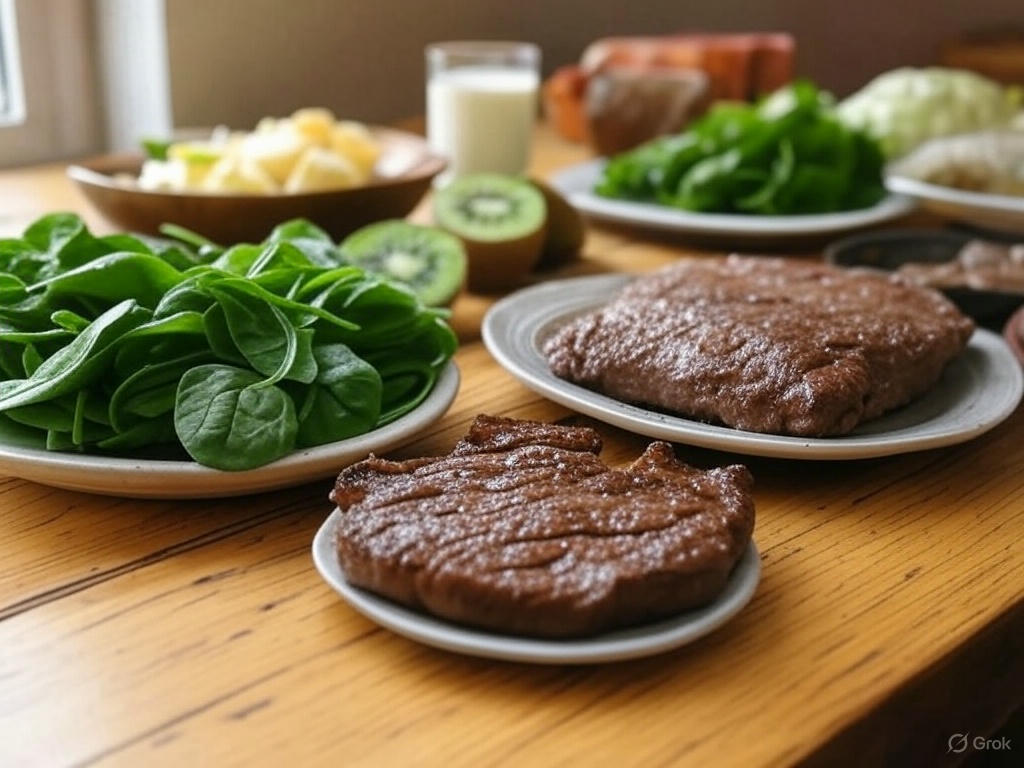 흡수울이 높은 동물성 철분 소고기와 칼슘이 풍부한 우유 와 치즈