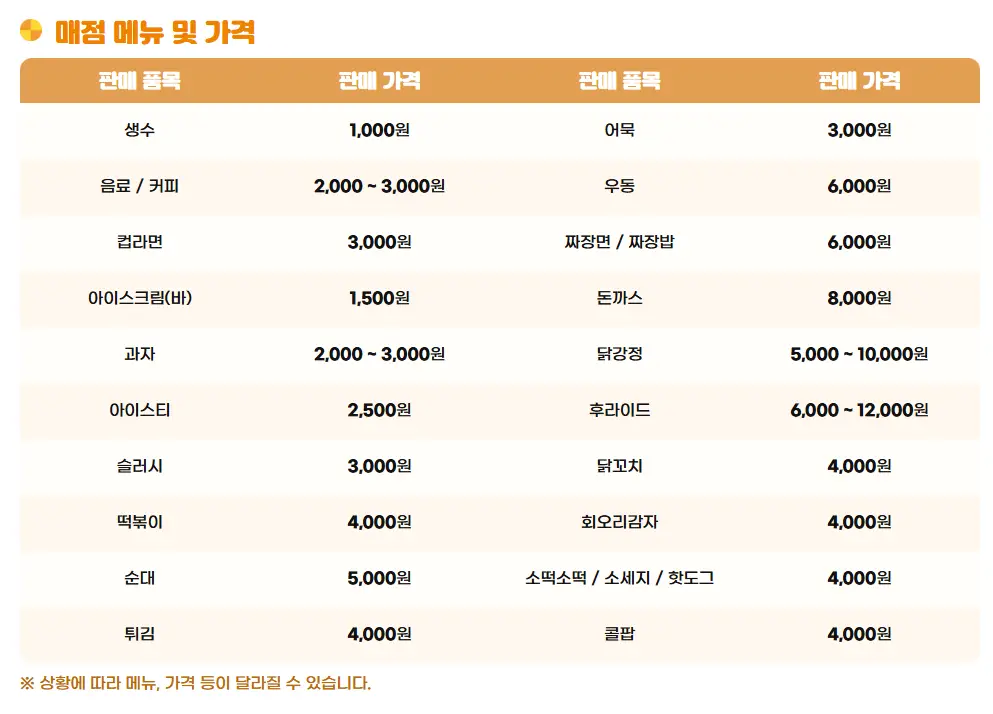 매점-메뉴-가격