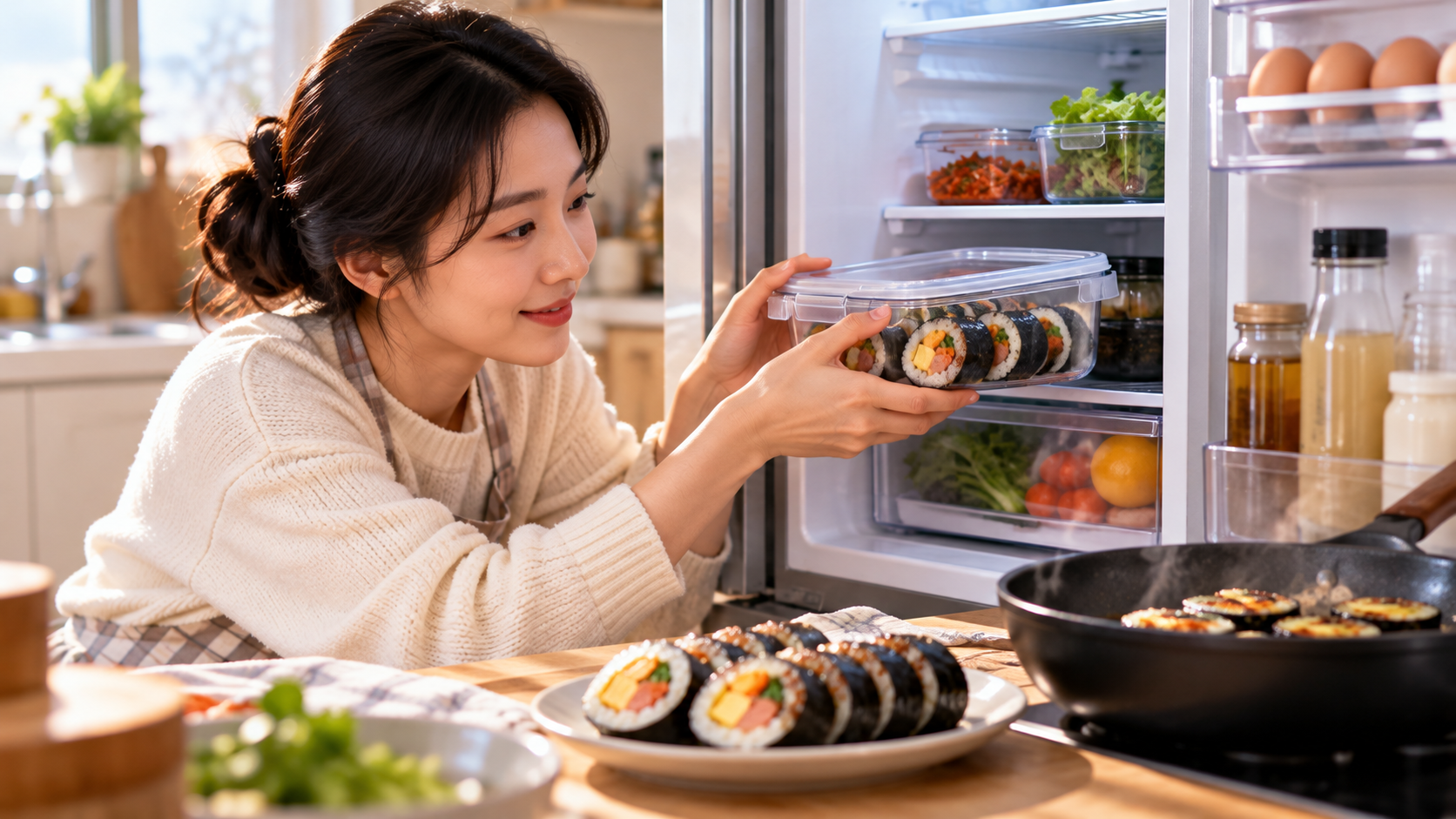 남은 김밥 냉장고에 넣었다 맛있게 먹는 방법
