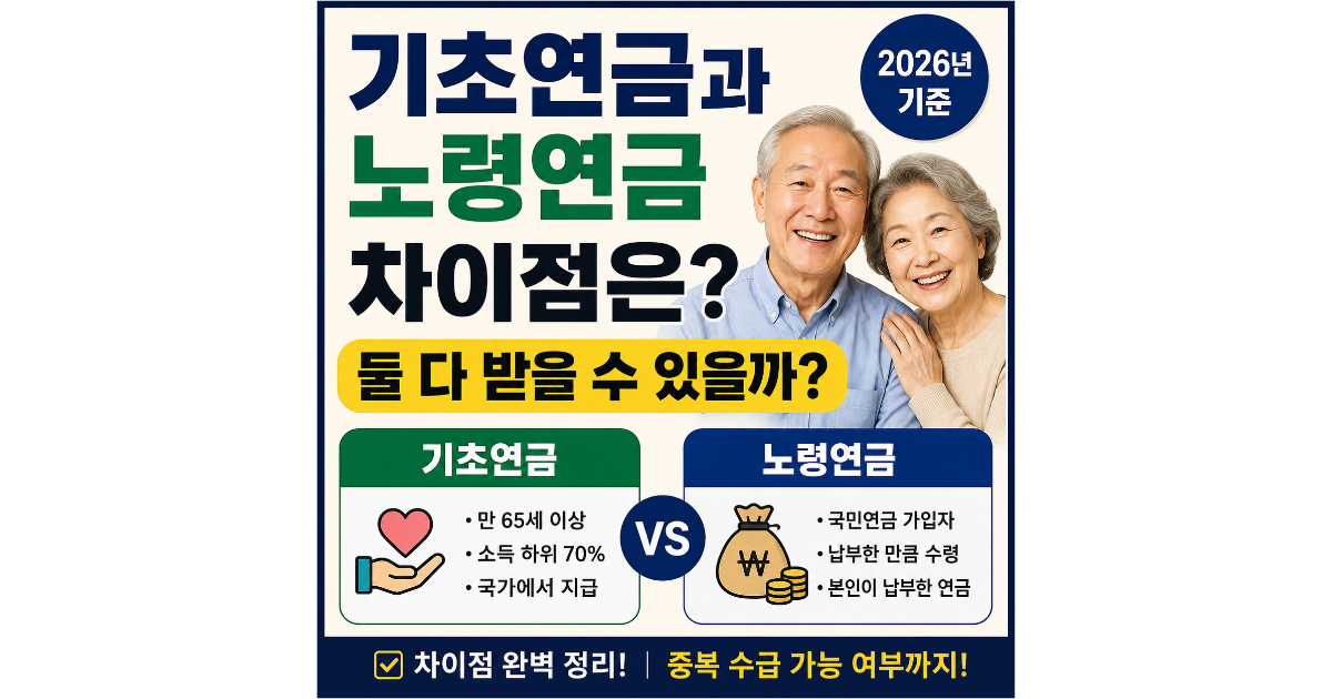 기초연금과 노령연금 차이점은? 둘 다 받을 수 있을까 (2026년 기준)