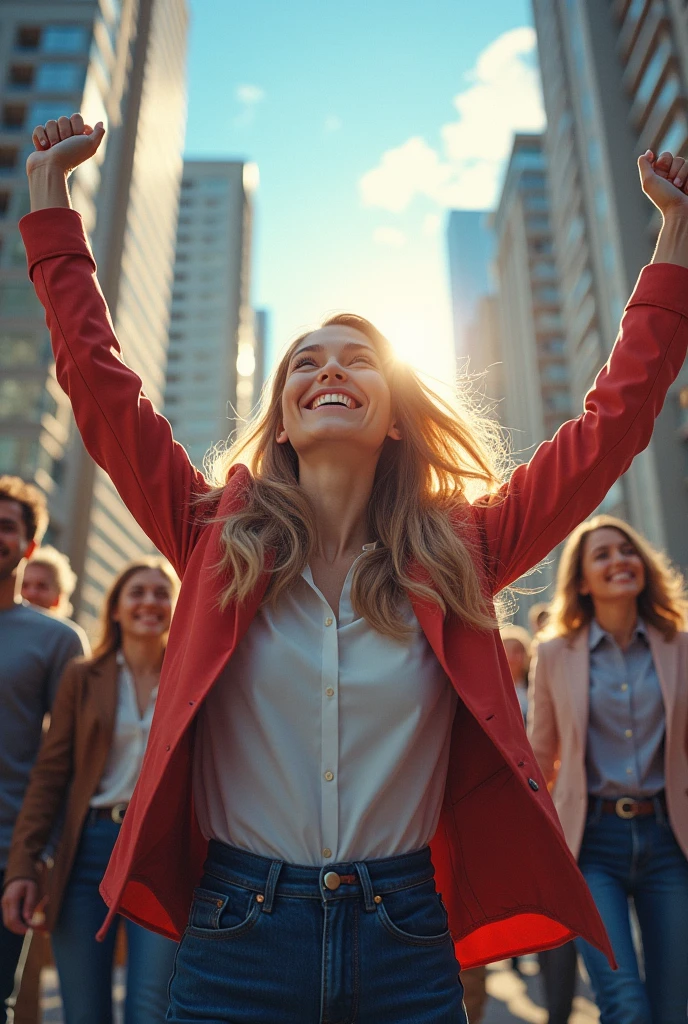 투자성공 후 행복해 하는 여자